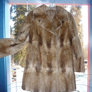 VTG MAX KERN MUSKRAT MUSQUASH KNOWN AS RIVER MINK GOTH GYPSY FUR COAT M L XL